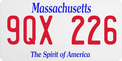 MA license plate 9QX226