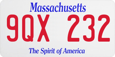 MA license plate 9QX232