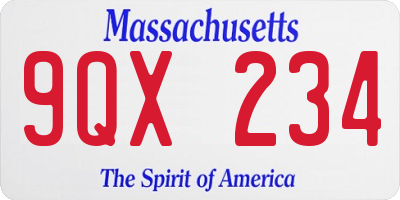 MA license plate 9QX234