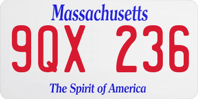 MA license plate 9QX236