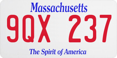 MA license plate 9QX237