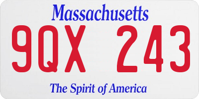 MA license plate 9QX243