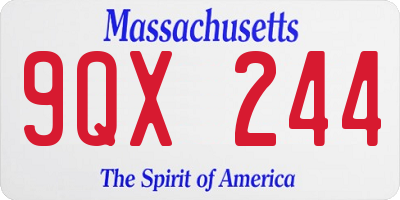 MA license plate 9QX244