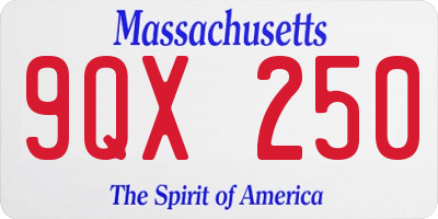 MA license plate 9QX250