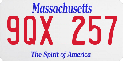 MA license plate 9QX257