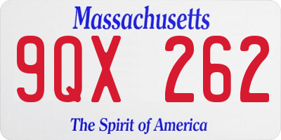 MA license plate 9QX262