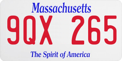 MA license plate 9QX265