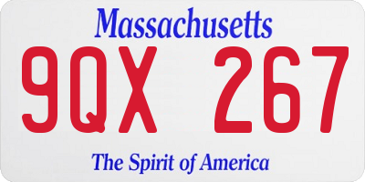 MA license plate 9QX267