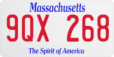 MA license plate 9QX268