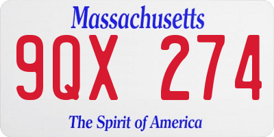 MA license plate 9QX274