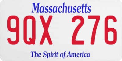 MA license plate 9QX276