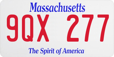MA license plate 9QX277