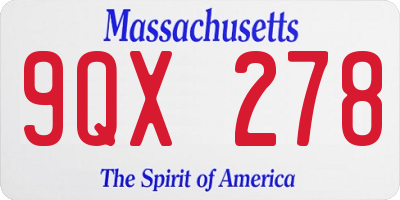 MA license plate 9QX278
