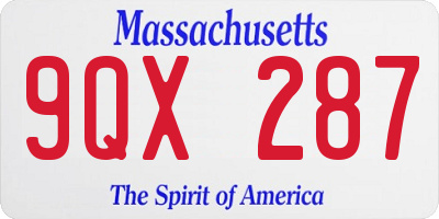 MA license plate 9QX287