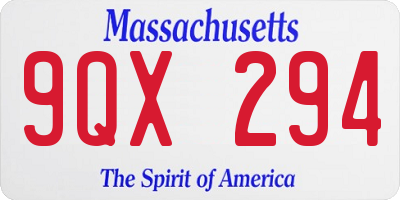 MA license plate 9QX294