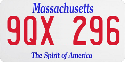 MA license plate 9QX296
