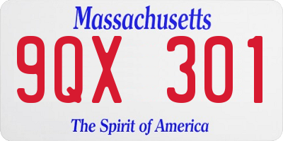 MA license plate 9QX301