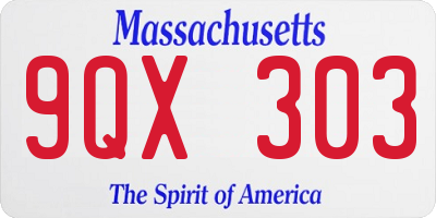 MA license plate 9QX303
