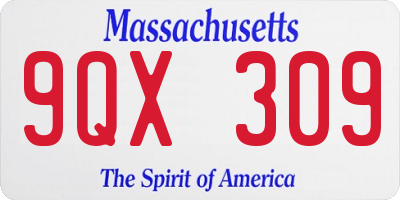 MA license plate 9QX309