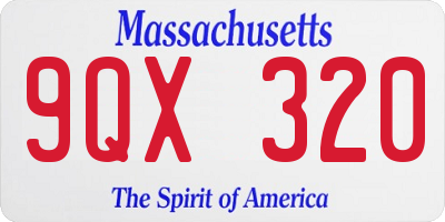 MA license plate 9QX320