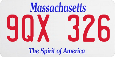MA license plate 9QX326