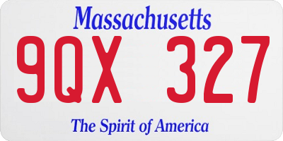 MA license plate 9QX327