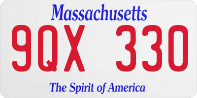 MA license plate 9QX330