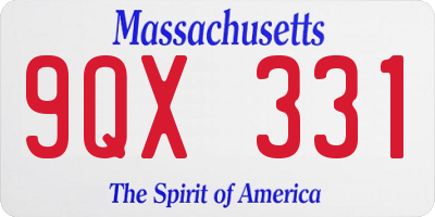 MA license plate 9QX331