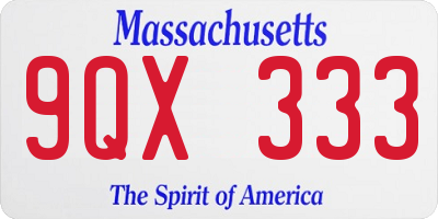 MA license plate 9QX333