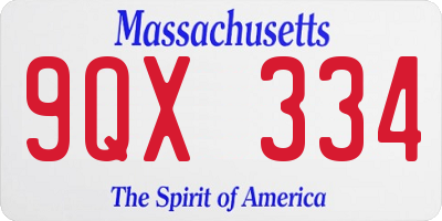 MA license plate 9QX334