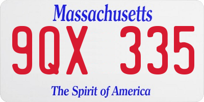 MA license plate 9QX335
