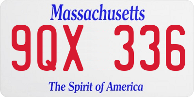 MA license plate 9QX336