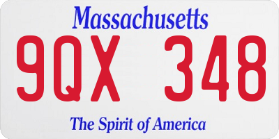 MA license plate 9QX348