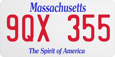 MA license plate 9QX355