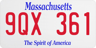 MA license plate 9QX361