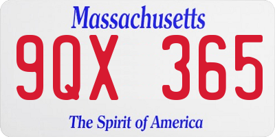 MA license plate 9QX365