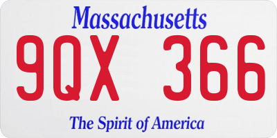 MA license plate 9QX366