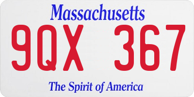 MA license plate 9QX367