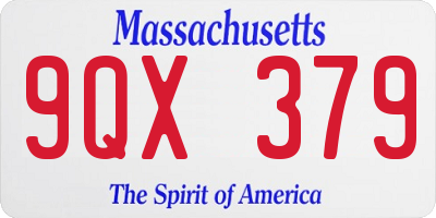 MA license plate 9QX379