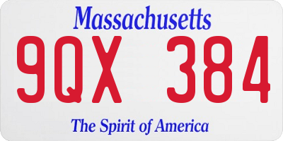 MA license plate 9QX384