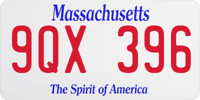 MA license plate 9QX396