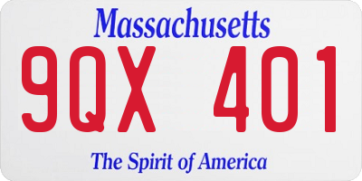 MA license plate 9QX401