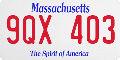 MA license plate 9QX403