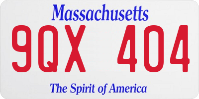 MA license plate 9QX404
