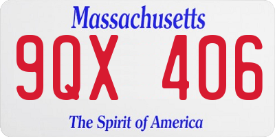 MA license plate 9QX406