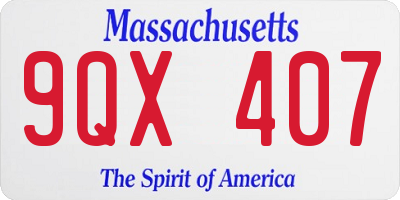 MA license plate 9QX407