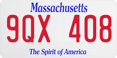 MA license plate 9QX408