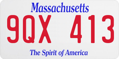 MA license plate 9QX413