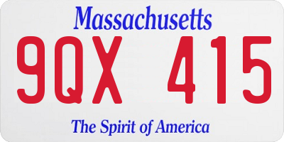 MA license plate 9QX415