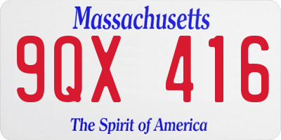MA license plate 9QX416
